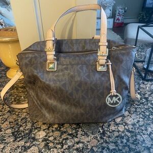 Michael Kors Jet Set Brown and Tan Satchel